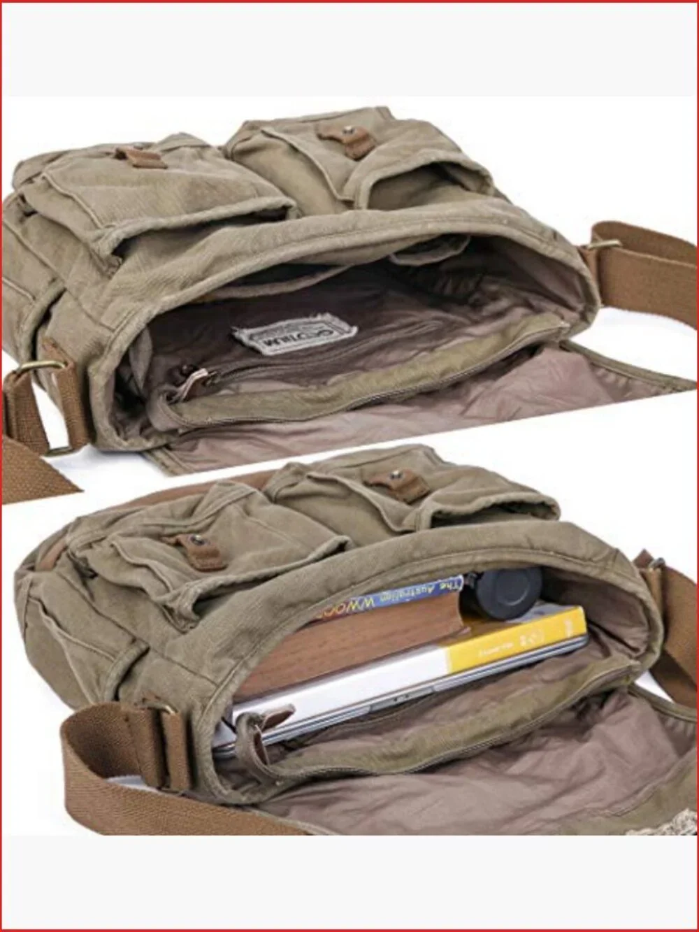 Canvas Messenger Bag Frayed Style Shoulder Purse
